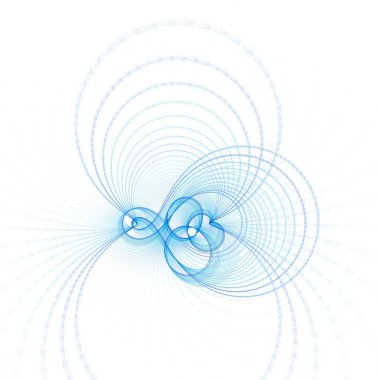 Parlak mavi ve gök mavisi soyut dalgalanmalar fraktal ve beyaz arkaplanda ters renkler