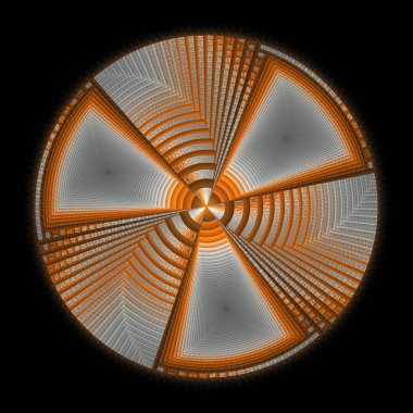 Siyah arkaplanda fraktal radyal desen