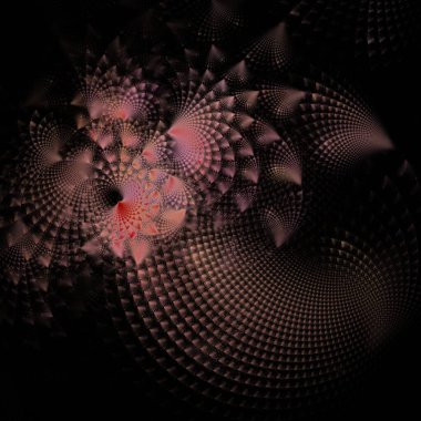 karmaşık pembe ve kırmızı yaratıcı eğriler soyut tasarım, fraktal ve siyah arkaplan üzerinde ters renkler