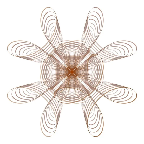 Intricate Tan String Flower Abstract Design Fractal White Background — Stock Photo, Image