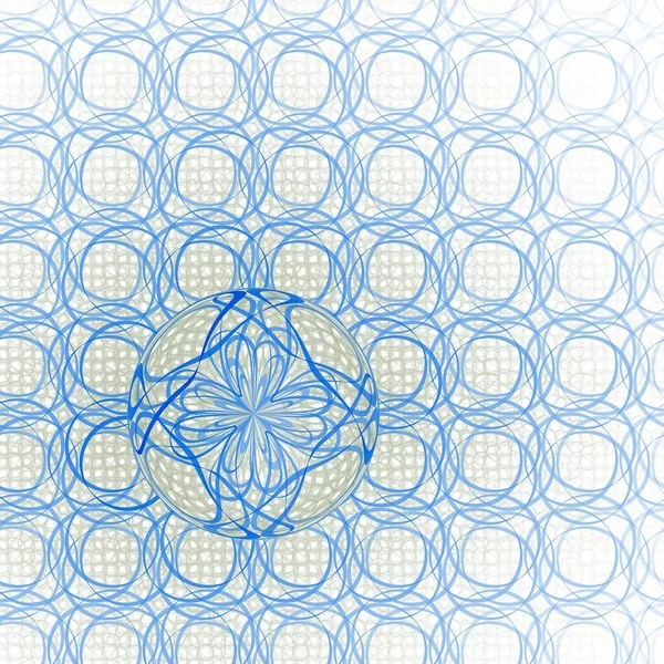 Blå Indviklet Blomst Vægt Design Fraktal Med Inverterede Farver Hvid - Stock-foto