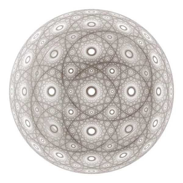褐色复杂斑斑球体抽象设计 白色背景上有倒转颜色的分形 — 图库照片