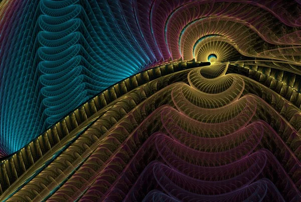 Αφηρημένος Σχεδιασμός Του Μπλε Fractal Φόντου — Φωτογραφία Αρχείου