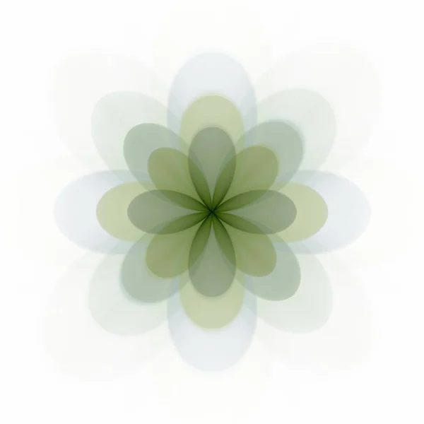Složité Zelené Křehké Květinové Abstraktní Provedení Fraktální Obrácenými Barvami Bílém — Stock fotografie