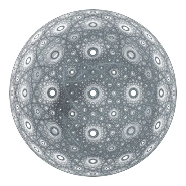 Grey Intricate Spotted Sphere Abstract Design Fractal White Background — Stock Photo, Image