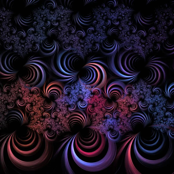 Психоделическое Волнистое Цветочное Цифровое Фрактальное Изображение — стоковое фото