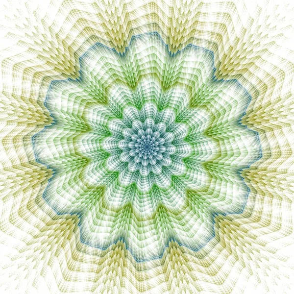 Ingewikkeld Blauw Groen Geel Bloem Warp Snelheid Abstract Ontwerp Fractal — Stockfoto