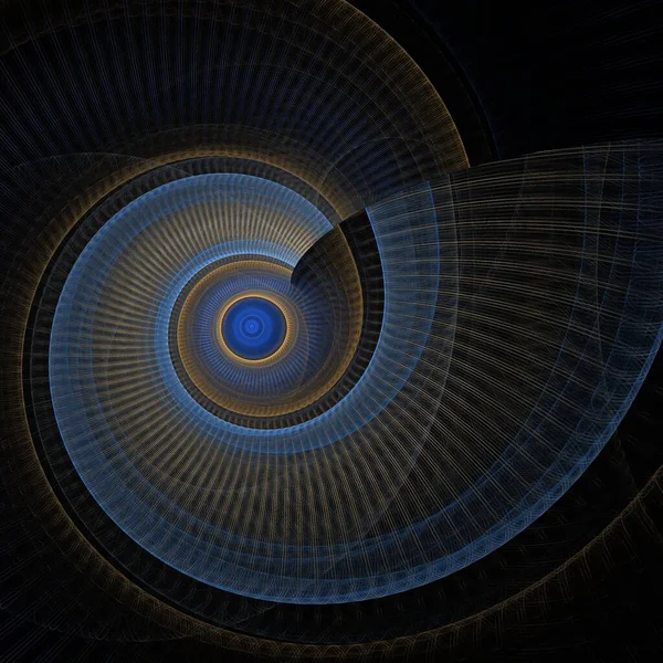 Fractal Espiral Azul Bronceado Detallado Sobre Fondo Negro — Foto de Stock