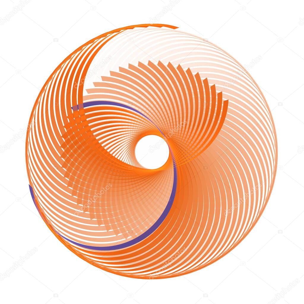 Intricate muted orange abstract twisting spiral waves design