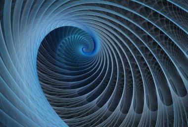 Fraktal arkaplan serisi. Bilim, teknoloji ve tasarım konularındaki spiral çizgilerin ve ışıkların bileşimi