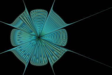 Çiçek kavramı, soyut tasarım, siyah arkaplanda fraktal