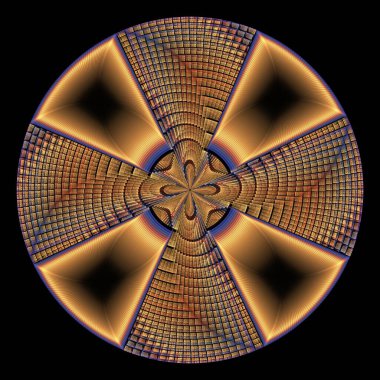 Siyah arkaplanda fraktal radyal desen