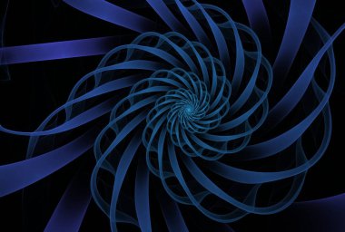 dynamic blue lines series. composition of fractal radial burst pattern on the subject of science, technology and design