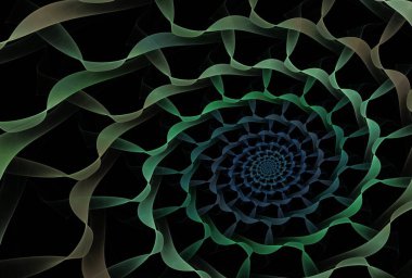 Çiçek kavramı, soyut tasarım, siyah arkaplanda fraktal
