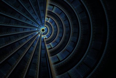 Soyut geometrik ölçekli sicim portalı, dijital fraktal resim 