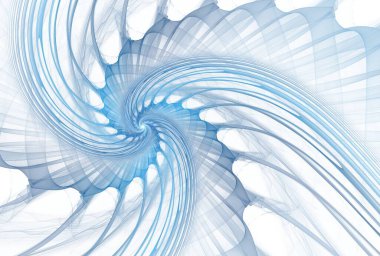 dynamic background design of blue fractal spirals and geometric elements on the subject of science, technology and education