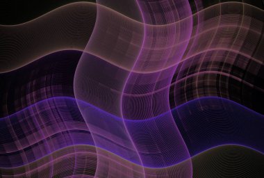 karmaşık pembe, mavi ve kahverengi dalgalı kareler soyut tasarım, fraktal ve siyah arkaplan üzerinde ters renkler