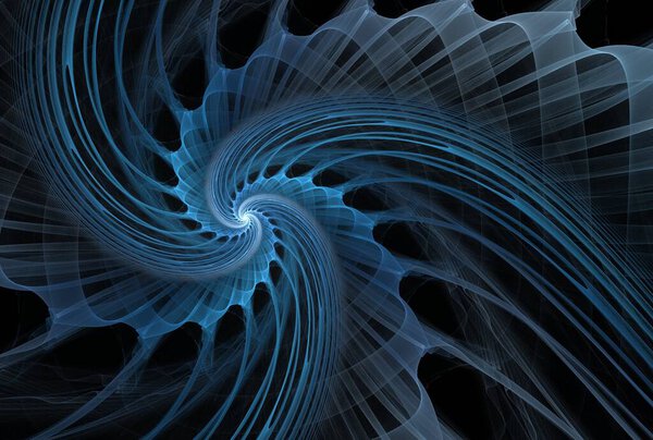 Spirals are forever series. composition of fractal radial burst pattern on the subject of science, technology and design