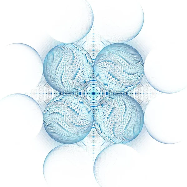 Blue Intricate Hot Spheres Abstract Design Fractal Inverted Colours White — Stock Photo, Image