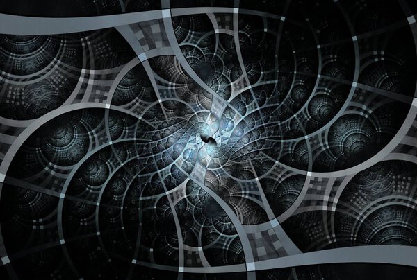 ряд фрактальных спиралей. Состав радиальных и круговых геометрических элементов для использования с проектами по науке, технологии