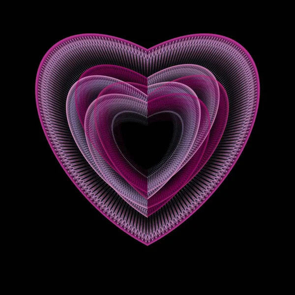 Herzform Aus Rosa Herzen Auf Schwarzem Hintergrund — Stockfoto