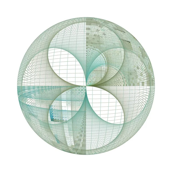 Intrincado Design Abstrato Esfera Corda Verde Fractal Com Cores Invertidas — Fotografia de Stock
