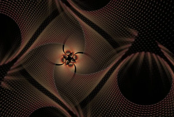Intricate Spinning Abstrakcyjny Projekt Kwiat Ilustracja Czarne Tło — Zdjęcie stockowe