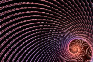 Soyut renkli spiral tasarım, 3 boyutlu resimleme, siyah arkaplan