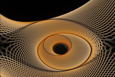 Sarı, siyah ve beyaz çizgili bir spiral ile soyut arkaplan