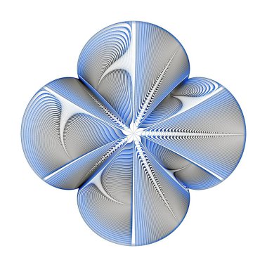 Mavi ve beyaz çiçekli soyut fraktal çizim