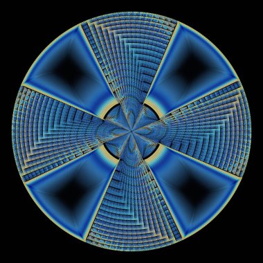 Siyah arkaplanda fraktal radyal desen