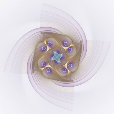 Psikedelik dalgalı çiçek dijital fraktal görüntü