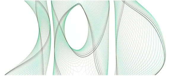 複雑な緑の3本の弦の抽象的なデザイン白い背景に反転色のあるフラクタル — ストック写真