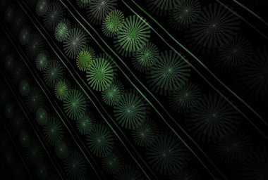 Çiçek kavramı, soyut tasarım, siyah arkaplanda fraktal