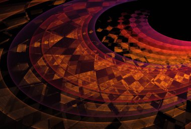 karmaşık dalgalanma diski, kubbe tasarımı, soyut renkli süs, 3 boyutlu illüstrasyon