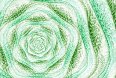 Yeşil ve beyaz çiçekli soyut fraktal arkaplan