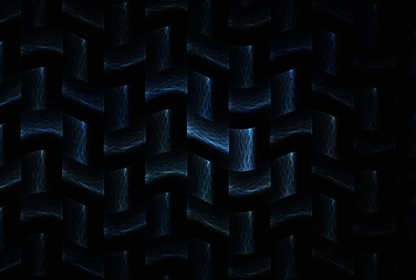 Сині Складні Базові Хвилі Абстрактний Дизайн Фрактал Чорному Тлі — стокове фото