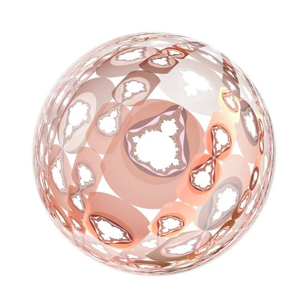 茶色の複雑な鋭い球の抽象的なデザイン白い背景の上のフラクタル — ストック写真