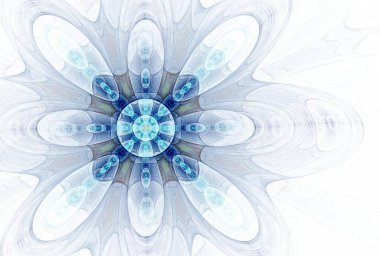mavi fraktal çiçek, yaratıcı grafik tasarımı için dijital sanat çalışması