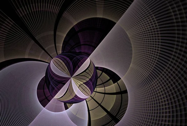 Marrom Violeta Intrincadas Esferas Design Abstrato Fractal Sobre Fundo Preto — Fotografia de Stock