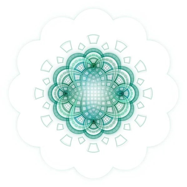 Wavy Psychedelic Flower Digital Fractal Image White Background — Stock Photo, Image