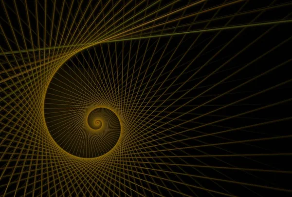 Yellow Brown Abstract Spiral Design Illustration Black Background — Stock Photo, Image