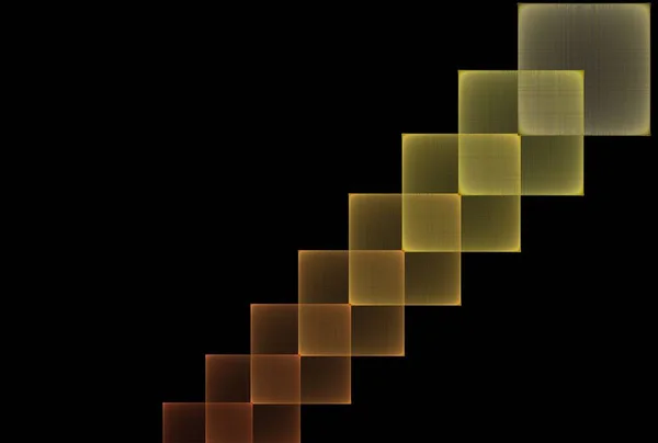 Intricate Żółty Brązowy Abstrakcyjne Małe Kwadraty Projekt Ilustracja Czarne Tło — Zdjęcie stockowe