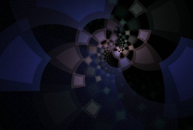 Mor ve menekşe soyut spiral tasarım, 3 boyutlu illüstrasyon, siyah arkaplan