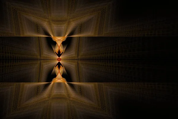 幾何学的な輝線デジタル フラクタル イメージを黒の背景に描く — ストック写真
