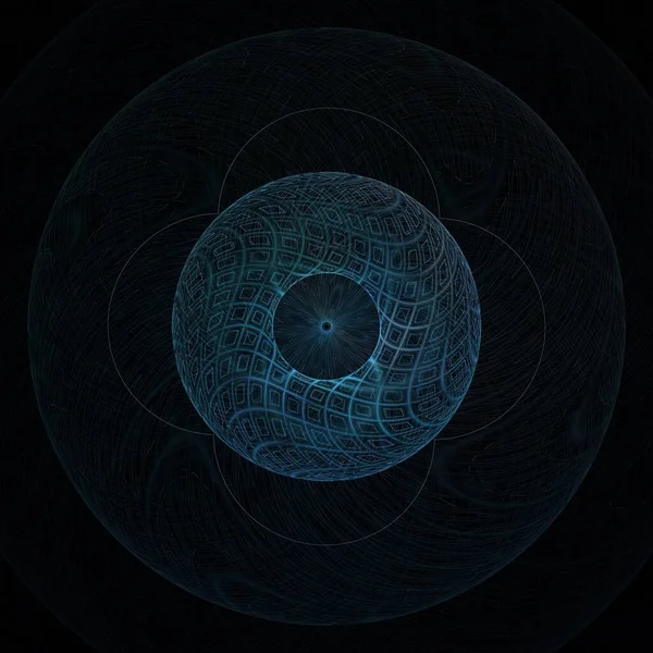 Психоделічні Квіткові Геометричні Лінії Цифрове Фрактальне Зображення Чорному Фоні — стокове фото