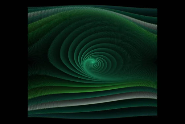 Projeto Espiral Abstrato Verde Ilustração Fundo Preto — Fotografia de Stock