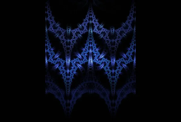 Siyah Arkaplanda Geometrik Dekoratif Dijital Fraktal Resim — Stok fotoğraf
