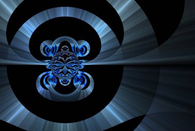 Metalik soyut kaplumbağa, titreşen parçacıkların bilgisayar destekli arka planı.