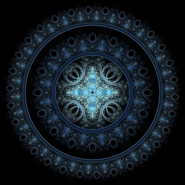 Siyah ve beyaz daireli soyut fraktal arkaplan